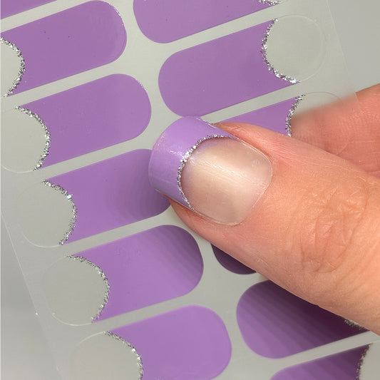 French Tips - Lavender Silver Halo Nail Wraps (Glitter)