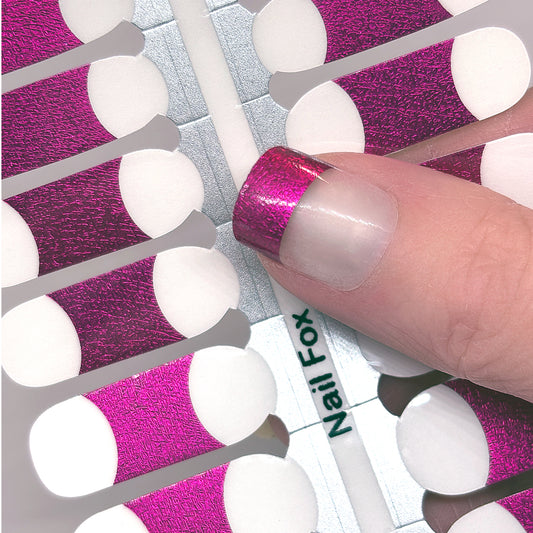 French Tips - Metallic Hot Pink Exclusive Nail Wraps (Foil)