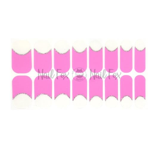 French Tips - Pink Silver Halo Nail Wraps