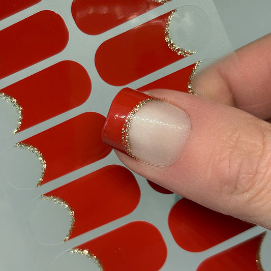 French Tips - Red Gold Halo Nail Wraps