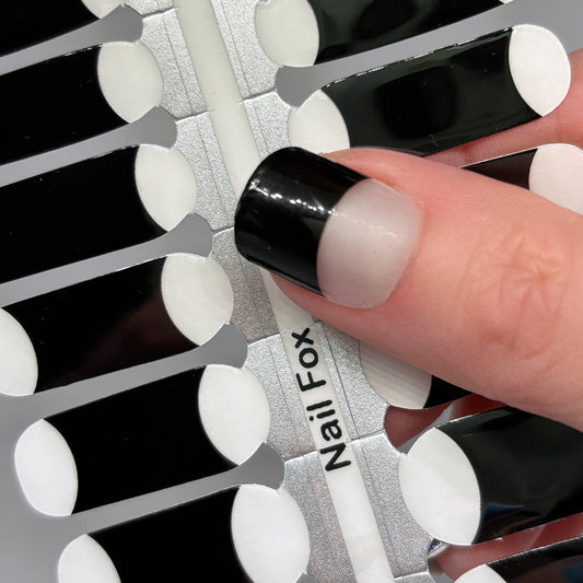 French Tips - Short Black Exclusive Nail Wraps