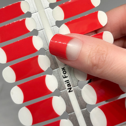 French Tips - Short Red Exclusive Nail Wraps