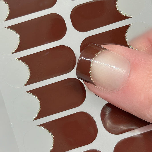 French Tips - Chocolate Gold Halo Nail Wraps