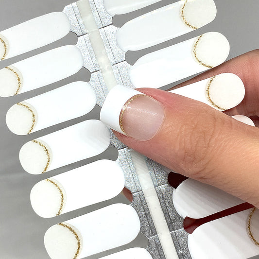 French Tips Gold Halo Nail Wraps