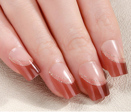 French Tips - Hazelnut Gold Halo Nail Wraps