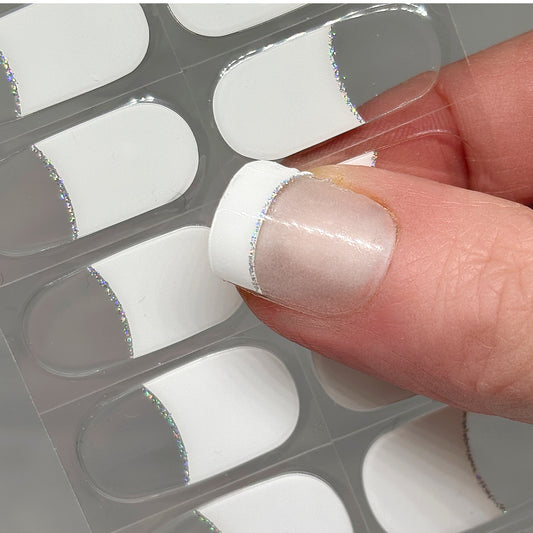 French Tips - Holo Halo No Light Gel Nail Wraps (NLG)