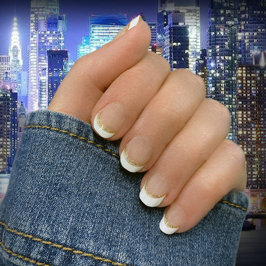 French Tips Gold Halo Nail Wraps