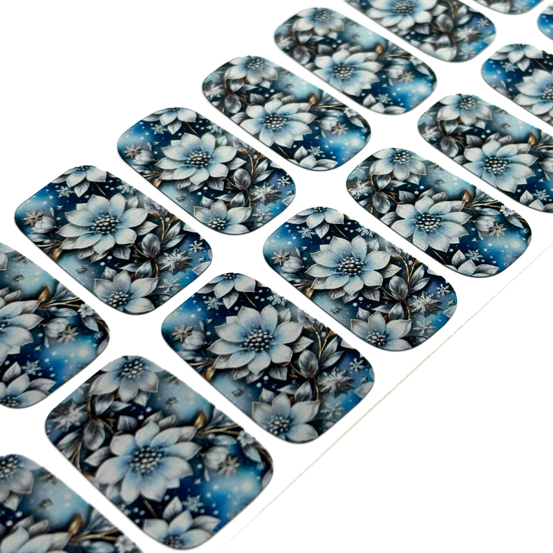 Frosty Blossoms Nail Wraps (METALLIC)