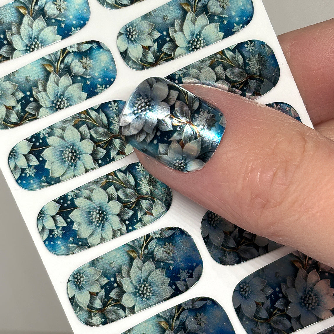 Frosty Blossoms Nail Wraps (METALLIC)