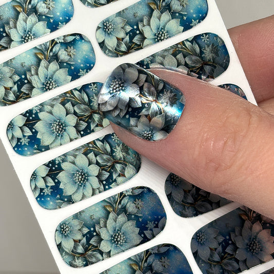 Frosty Blossoms Nail Wraps (METALLIC/CHROME)