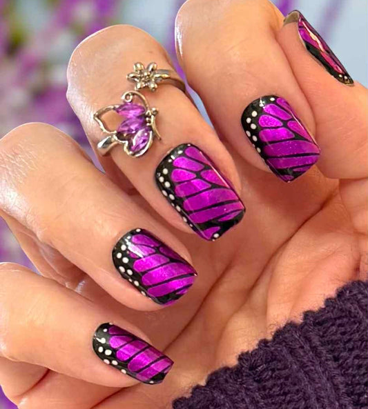 Fuchsia Flutter Exclusive Design Nail Wraps (HOLO)