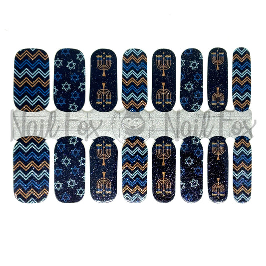 Hanukkah Nail Wraps (GLITTER)