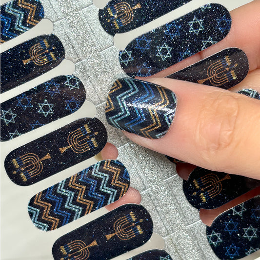 Hanukkah Nail Wraps (GLITTER)