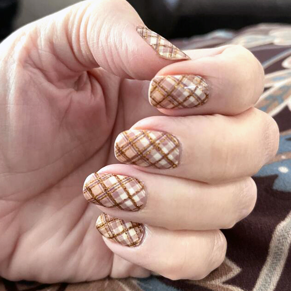 Hazel Plaid Exclusive Design Nail Wraps (GLITTER)