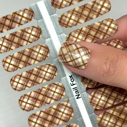 Hazel Plaid Exclusive Design Nail Wraps (GLITTER)