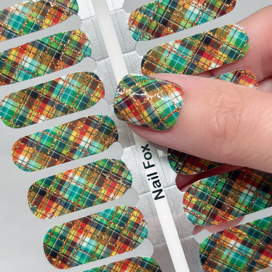 Highland Harvest Plaid Exclusive Design Nail Wraps (GLITTER LINES)