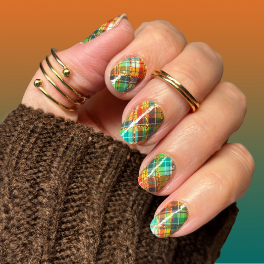 Highland Harvest Plaid Exclusive Design Nail Wraps (GLITTER LINES)