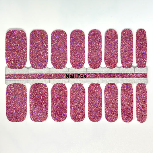 Holo Dusty Rose Glitter Nail Wraps