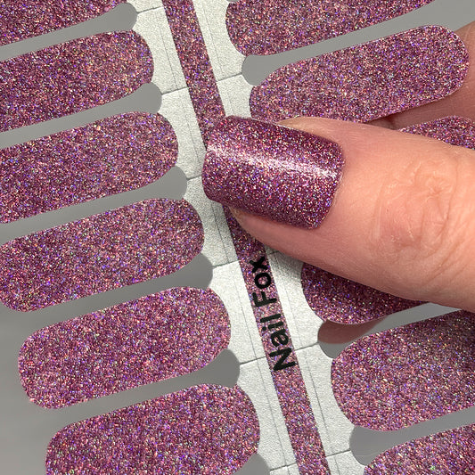 Holo Dusty Rose Glitter Nail Wraps