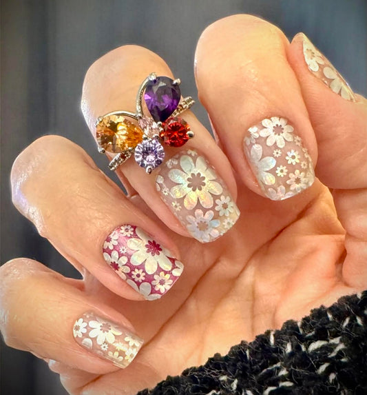 Holo Flower Overlay Nail Wraps (Holo)