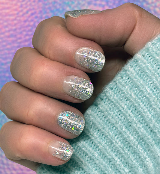 Holographic Glitter No Light Gel Nail Wraps (NLG)