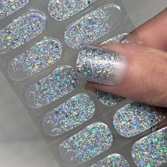 Holographic Glitter No Light Gel Nail Wraps (NLG)