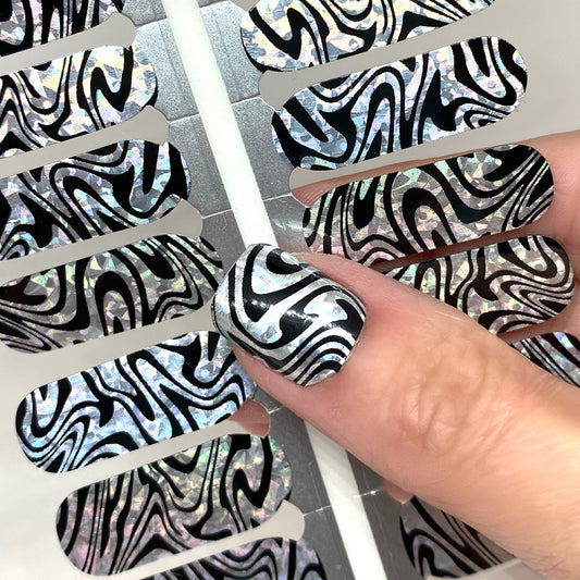 Holographic Swirls Exclusive Design Nail Wraps