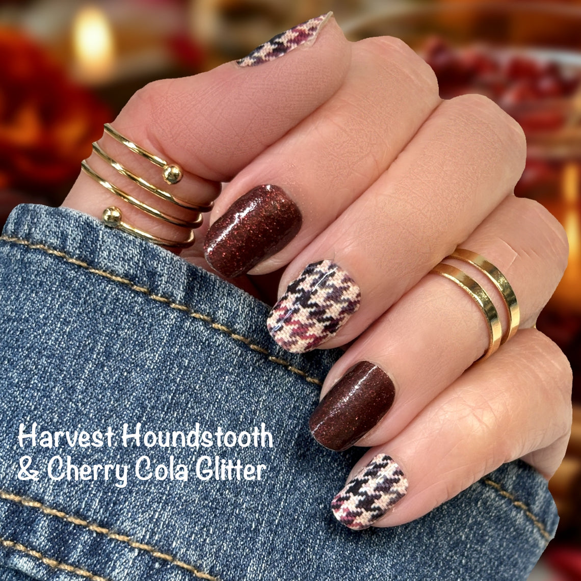 Harvest Houndstooth Exclusive Design Nail Wraps