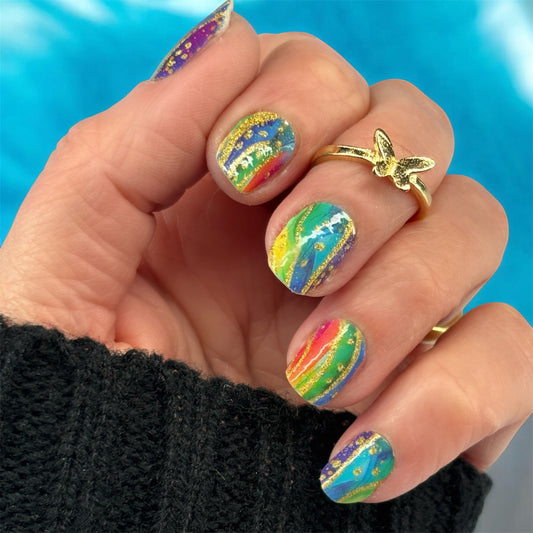 Rainbow Agate Exclusive Design Nail Wraps (GLITTER)