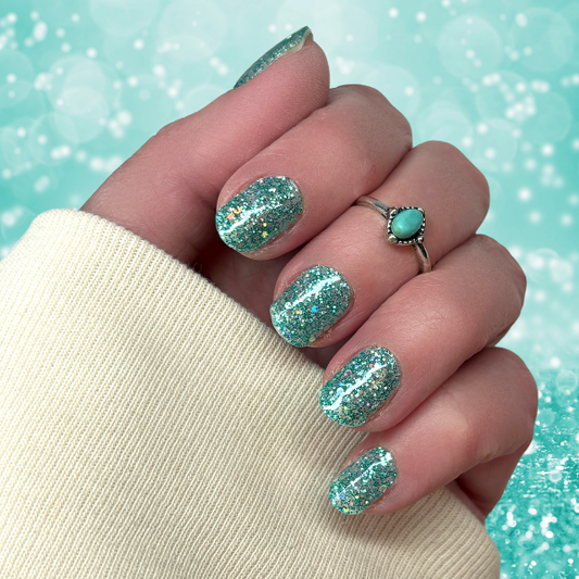 Turquoise Glam No Light Gel Nail Wraps (NLG)