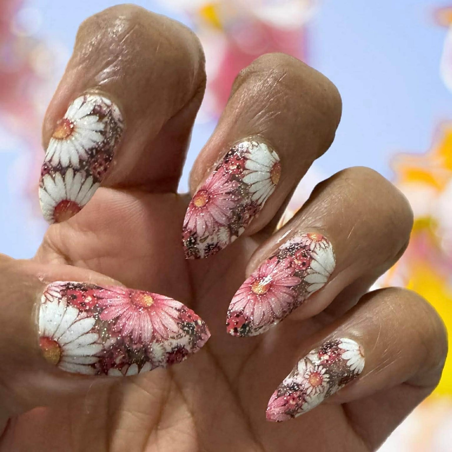 Lady Bug Blossom Exclusive Design Nail Wraps (Subtle Glitter)