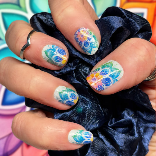 Mandala Shimmer Exclusive Design Nail Wraps (Subtle GLITTER)