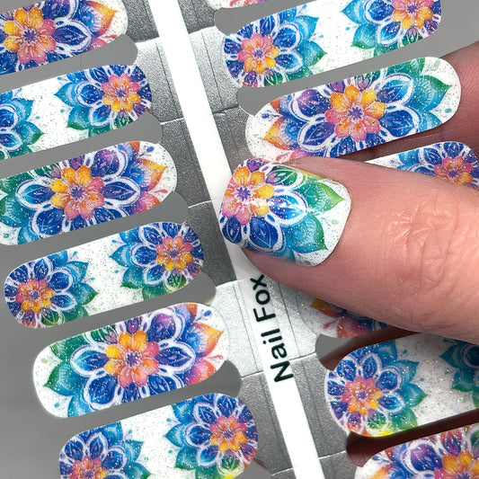 Mandala Shimmer Exclusive Design Nail Wraps (Subtle GLITTER)