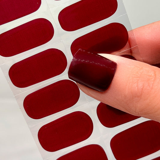 Maroon Solid No Light Gel Nail Wraps (NLG)