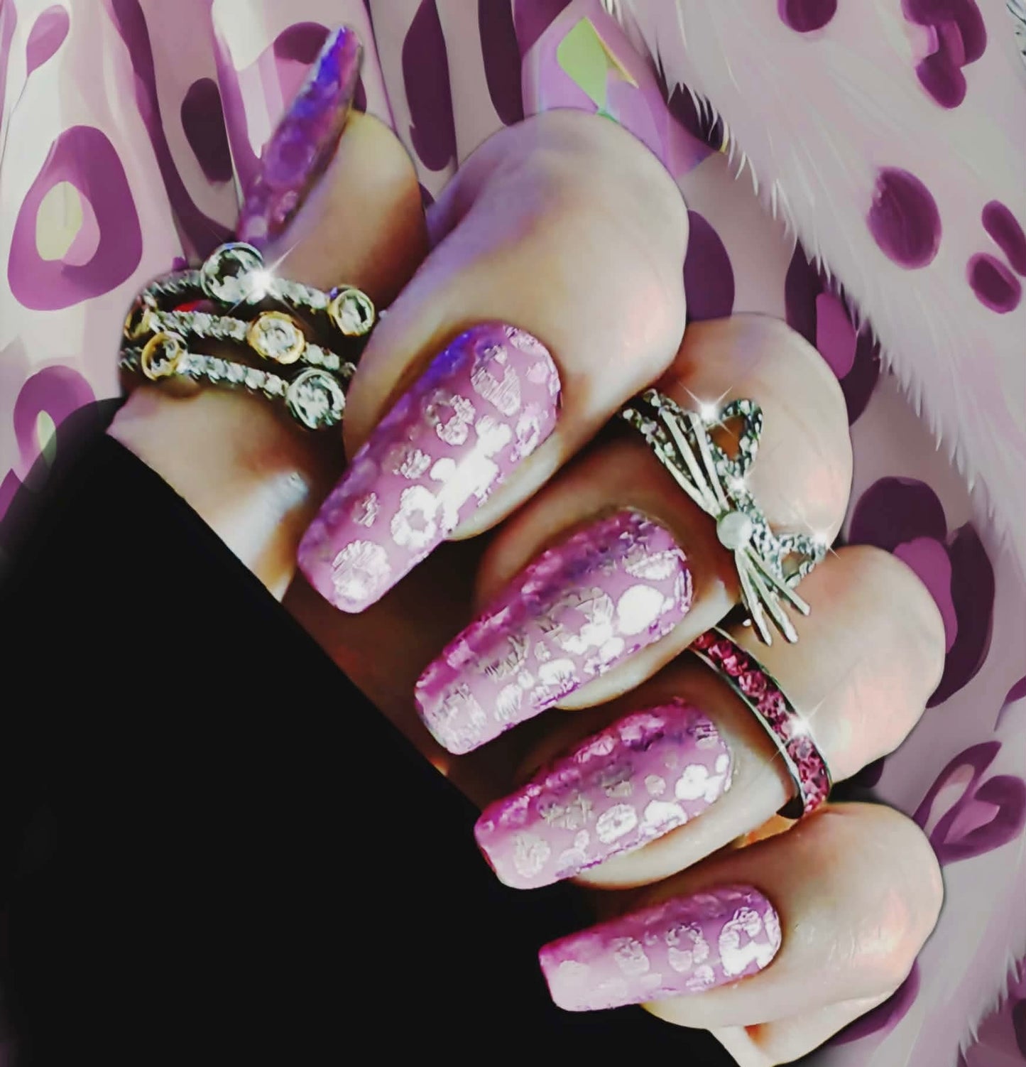 Mauve Leopard Exclusive Design Nail Wraps (FOIL)