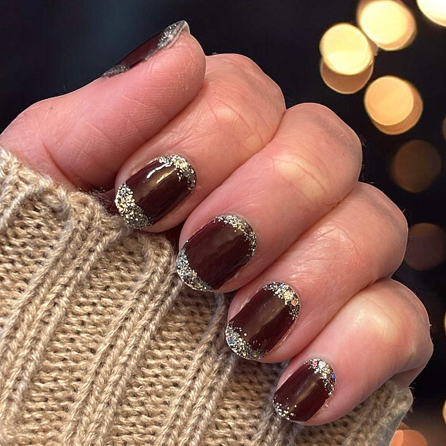 Merlot Glam No Light Gel Nail Wraps (NLG)