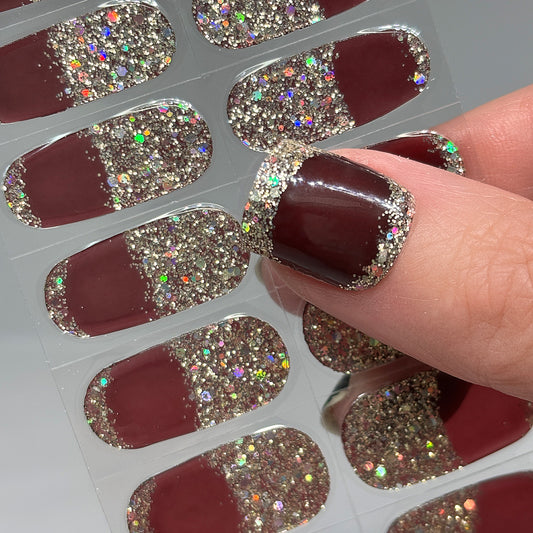 Merlot Glam No Light Gel Nail Wraps (NLG)