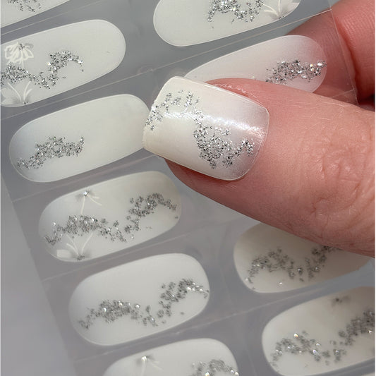 Milky White Glam No Light Gel Nail Wraps (NLG)