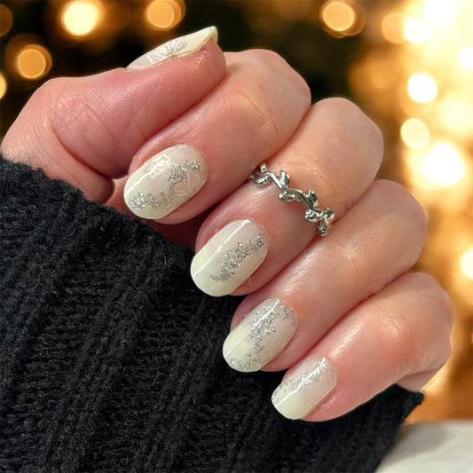 Milky White Glam No Light Gel Nail Wraps (NLG)