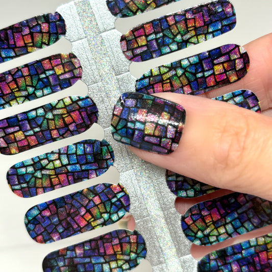 Mosaic Kaleidoscope Nail Wraps (GLITTER)