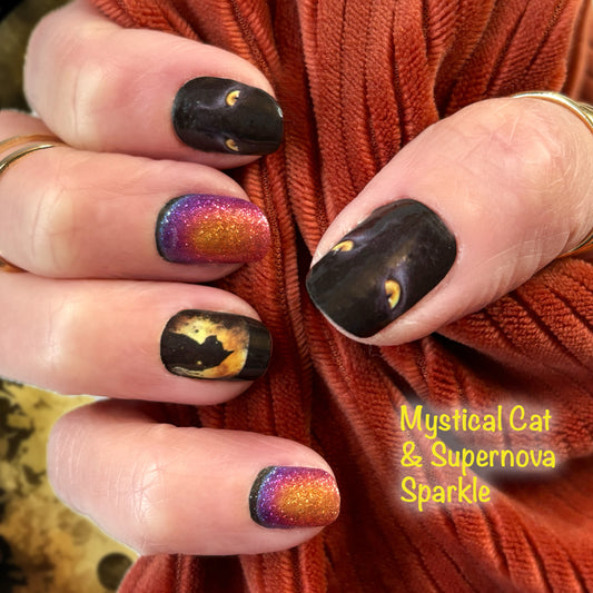 Mystical Cat Exclusive Design Nail Wraps (GLITTER)