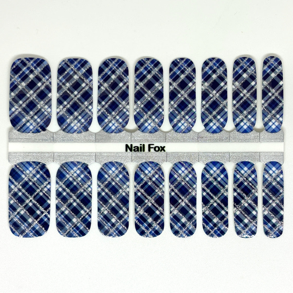 Navy Plaid Exclusive Design Nail Wraps (GLITTER)