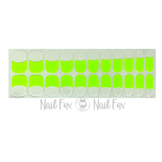 Neon Green French tips No Light Gel Nail Wraps (NLG)