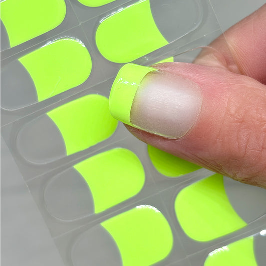 Neon Green French tips No Light Gel Nail Wraps (NLG)