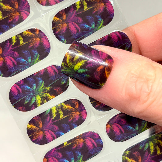 Neon Palm Nights Exclusive No Light Gel Nail Wraps (NLG)