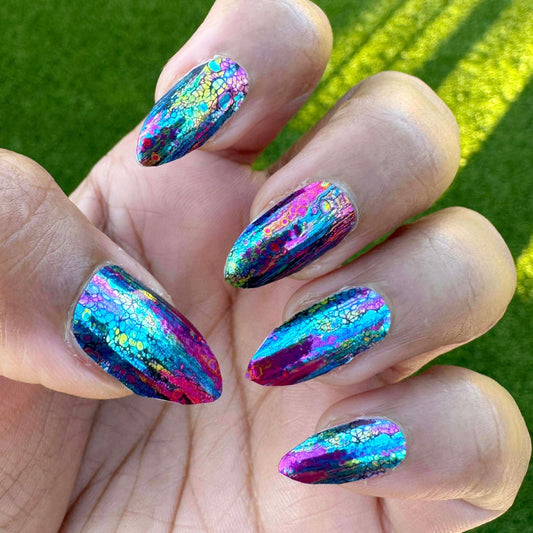Neon Rainbow Chrome Nail Wraps (METALLIC/CHROME)