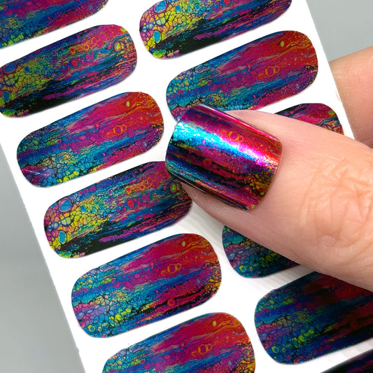 Neon Rainbow Chrome Nail Wraps (METALLIC/CHROME)