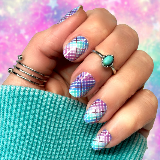 Pastel Plaid Exclusive Design Nail Wraps (FOIL)