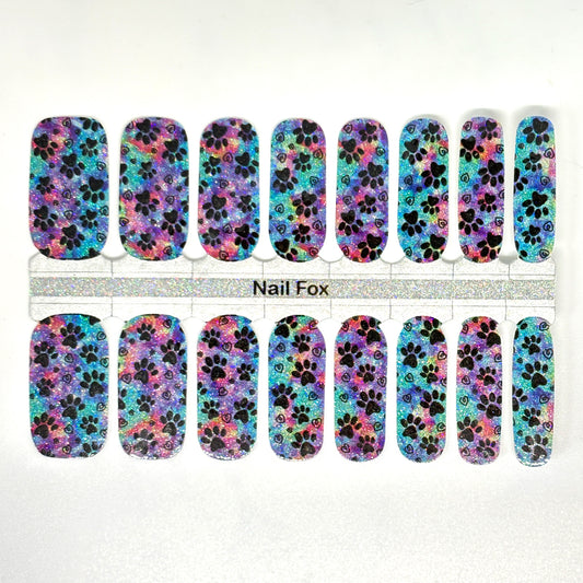 Paw Prints Glitter Exclusive Design Nail Wraps