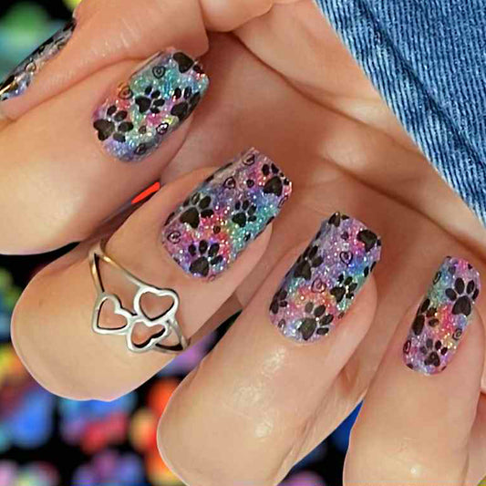 Paw Prints Glitter Exclusive Design Nail Wraps